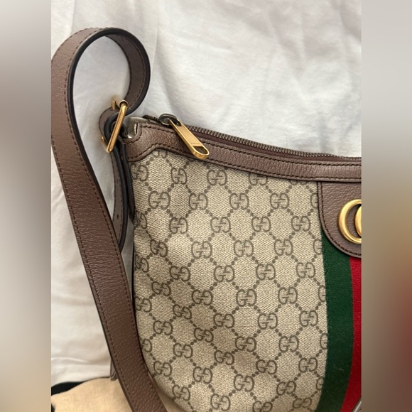 Gucci Beige GG Pattern Shoulder Bag with Red and Green Stripe - Picture 17 of 17